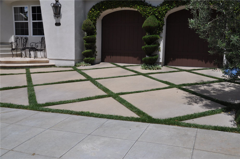 Grass Wedges in Driveway